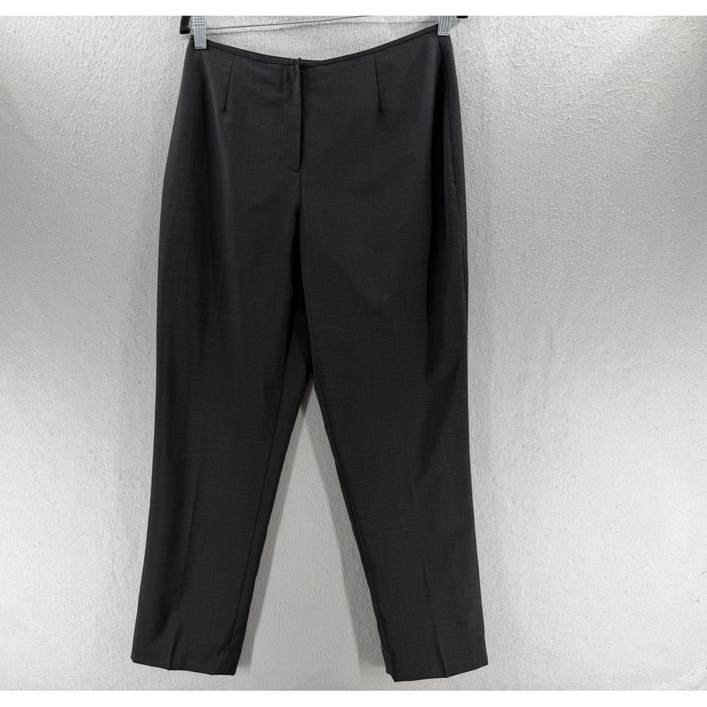 Vtg Lands End Pants Womens 10P Black Wool Academia Tropical Weight Office Career